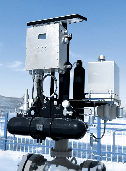 Imagen de aplicación del actuador rotativo de gas/aceite - Serie CGO
