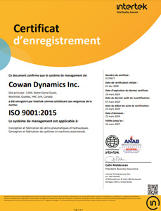 Certificat de document d’incription